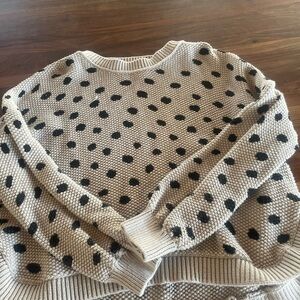 Polka Dot Knit Sweater - Black and Cream